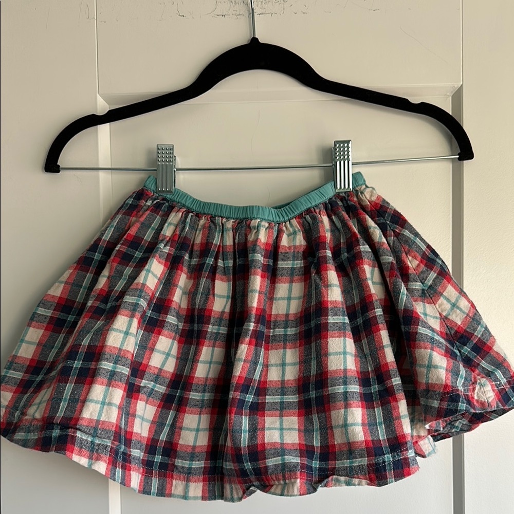 Mini Boden size 4-5 Flannel Plaid Skirt with Elastic Waistband